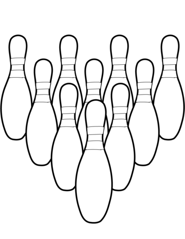 Ten Bowling Pins  Coloring Page